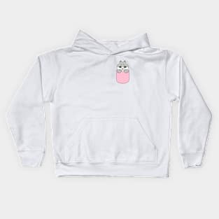 Cute Grey and White Cat in the Pocket Kids Hoodie